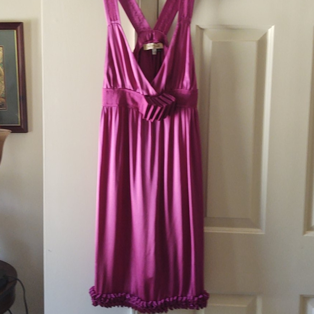 SEE BY CHLOÉ 100% Silk Magenta Ruffle Detail Dress